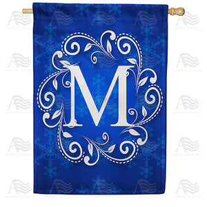 Royal Blue Winter Monogram Double Sided House Flag