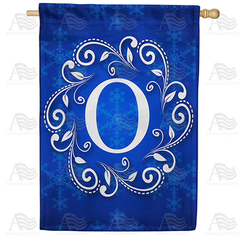 Royal Blue Winter Monogram Double Sided House Flag