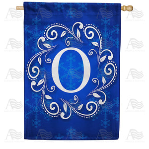 Royal Blue Winter Monogram Double Sided House Flag