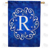 Royal Blue Winter Monogram Double Sided House Flag