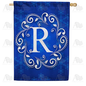 Royal Blue Winter Monogram Double Sided House Flag