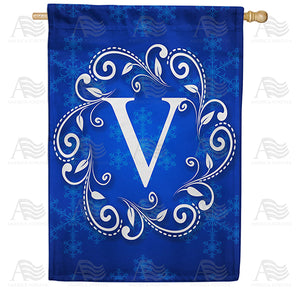 Royal Blue Winter Monogram Double Sided House Flag