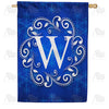 Royal Blue Winter Monogram Double Sided House Flag