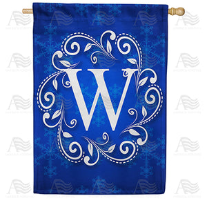 Royal Blue Winter Monogram Double Sided House Flag