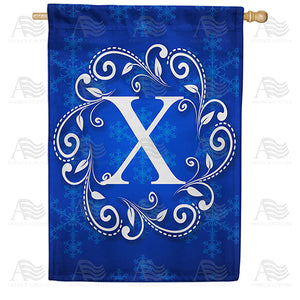 Royal Blue Winter Monogram Double Sided House Flag