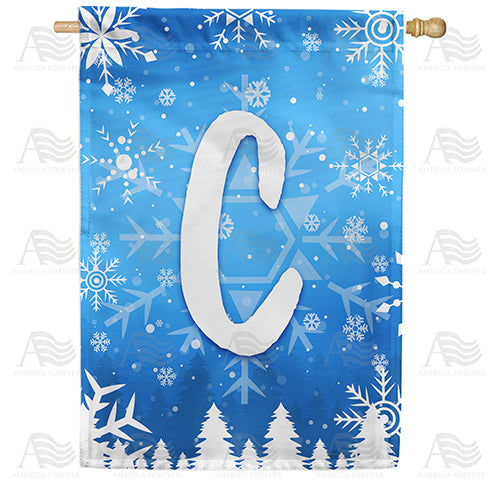 Wintry Monogram Double Sided House Flag