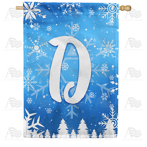 Wintry Monogram Double Sided House Flag