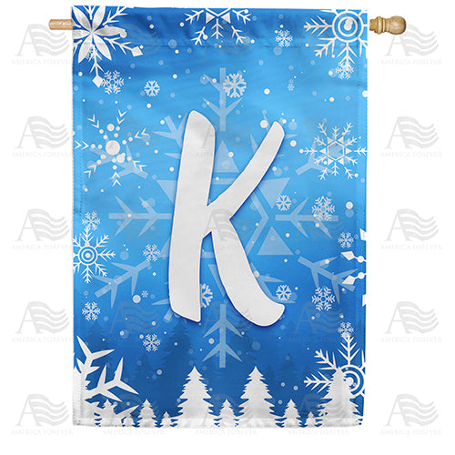 Wintry Monogram Double Sided House Flag