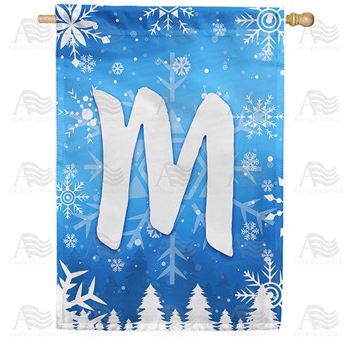 Wintry Monogram Double Sided House Flag