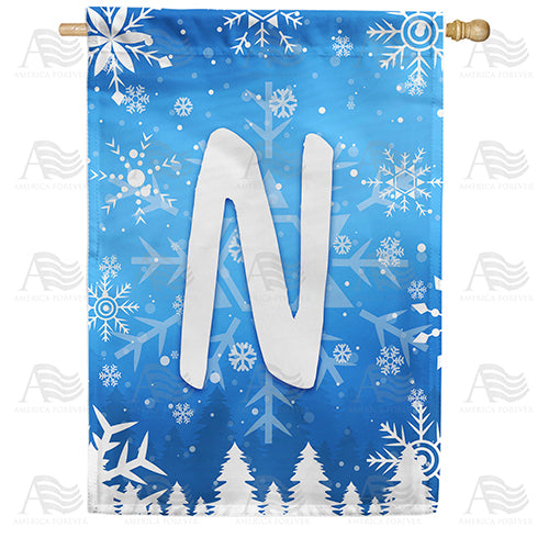 Wintry Monogram Double Sided House Flag