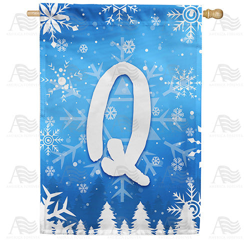 Wintry Monogram Double Sided House Flag