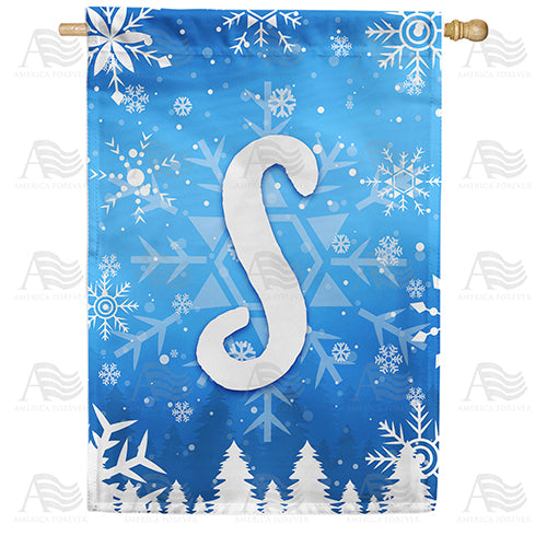Wintry Monogram Double Sided House Flag