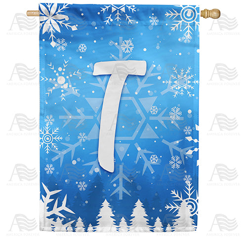 Wintry Monogram Double Sided House Flag
