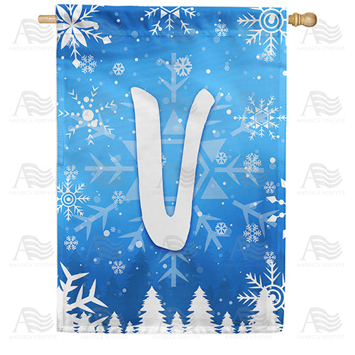 Wintry Monogram Double Sided House Flag