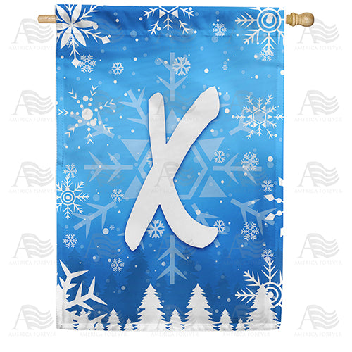 Wintry Monogram Double Sided House Flag