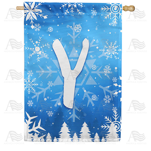 Wintry Monogram Double Sided House Flag
