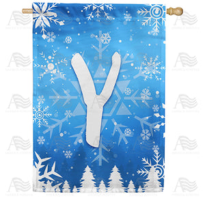 Wintry Monogram Double Sided House Flag