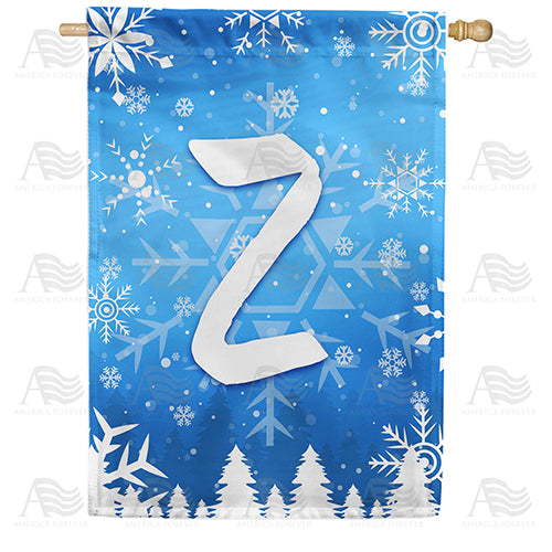 Wintry Monogram Double Sided House Flag