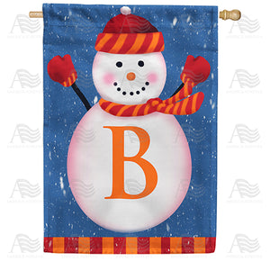 Snowman Monogram Double Sided House Flag