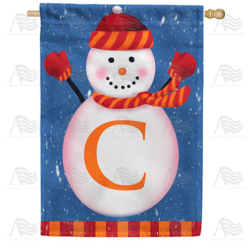 Snowman Monogram Double Sided House Flag