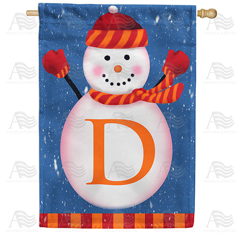 Snowman Monogram Double Sided House Flag