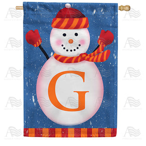 Snowman Monogram Double Sided House Flag