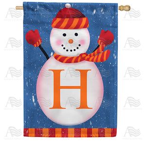 Snowman Monogram Double Sided House Flag