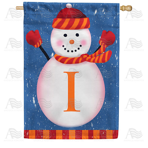 Snowman Monogram Double Sided House Flag