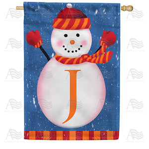 Snowman Monogram Double Sided House Flag