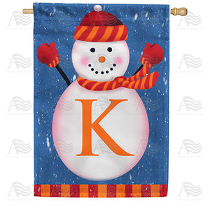 Snowman Monogram Double Sided House Flag