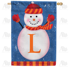 Snowman Monogram Double Sided House Flag