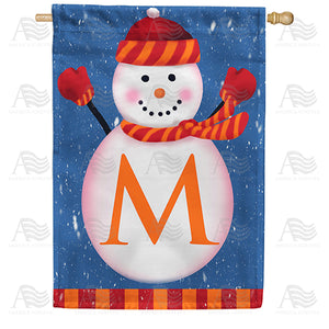 Snowman Monogram Double Sided House Flag