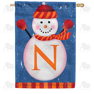 Snowman Monogram Double Sided House Flag