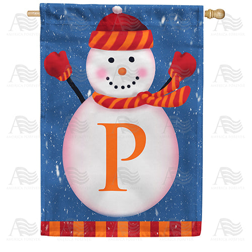 Snowman Monogram Double Sided House Flag