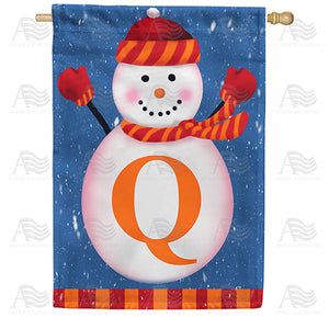 Snowman Monogram Double Sided House Flag