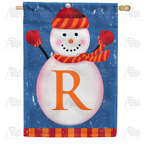 Snowman Monogram Double Sided House Flag