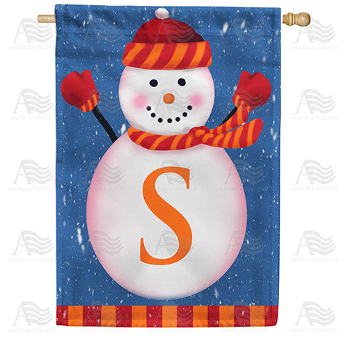 Snowman Monogram Double Sided House Flag