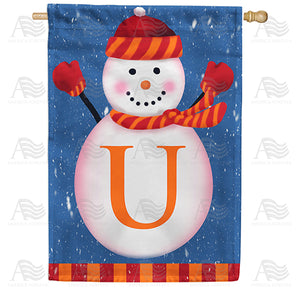 Snowman Monogram Double Sided House Flag