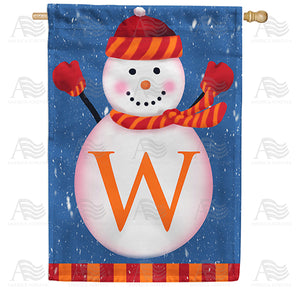 Snowman Monogram Double Sided House Flag