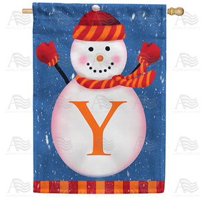 Snowman Monogram Double Sided House Flag