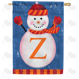 Snowman Monogram Double Sided House Flag