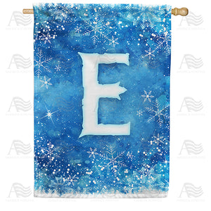 Icy Snowflakes Monogram Double Sided House Flag