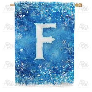 Icy Snowflakes Monogram Double Sided House Flag