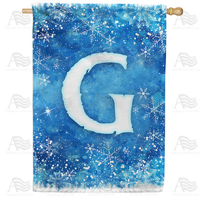 Icy Snowflakes Monogram Double Sided House Flag