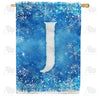 Icy Snowflakes Monogram Double Sided House Flag