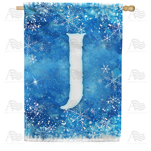 Icy Snowflakes Monogram Double Sided House Flag