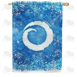 Icy Snowflakes Monogram Double Sided House Flag