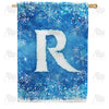 Icy Snowflakes Monogram Double Sided House Flag