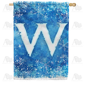 Icy Snowflakes Monogram Double Sided House Flag