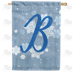 Blue Winter Monogram Double Sided House Flag